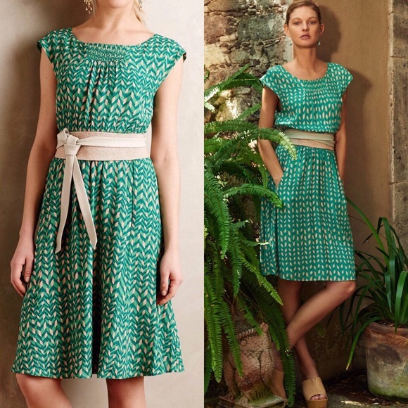 Anthropologie Dresses & Skirts - •Maeve• Evaline Printed Dress Green Anthropologie